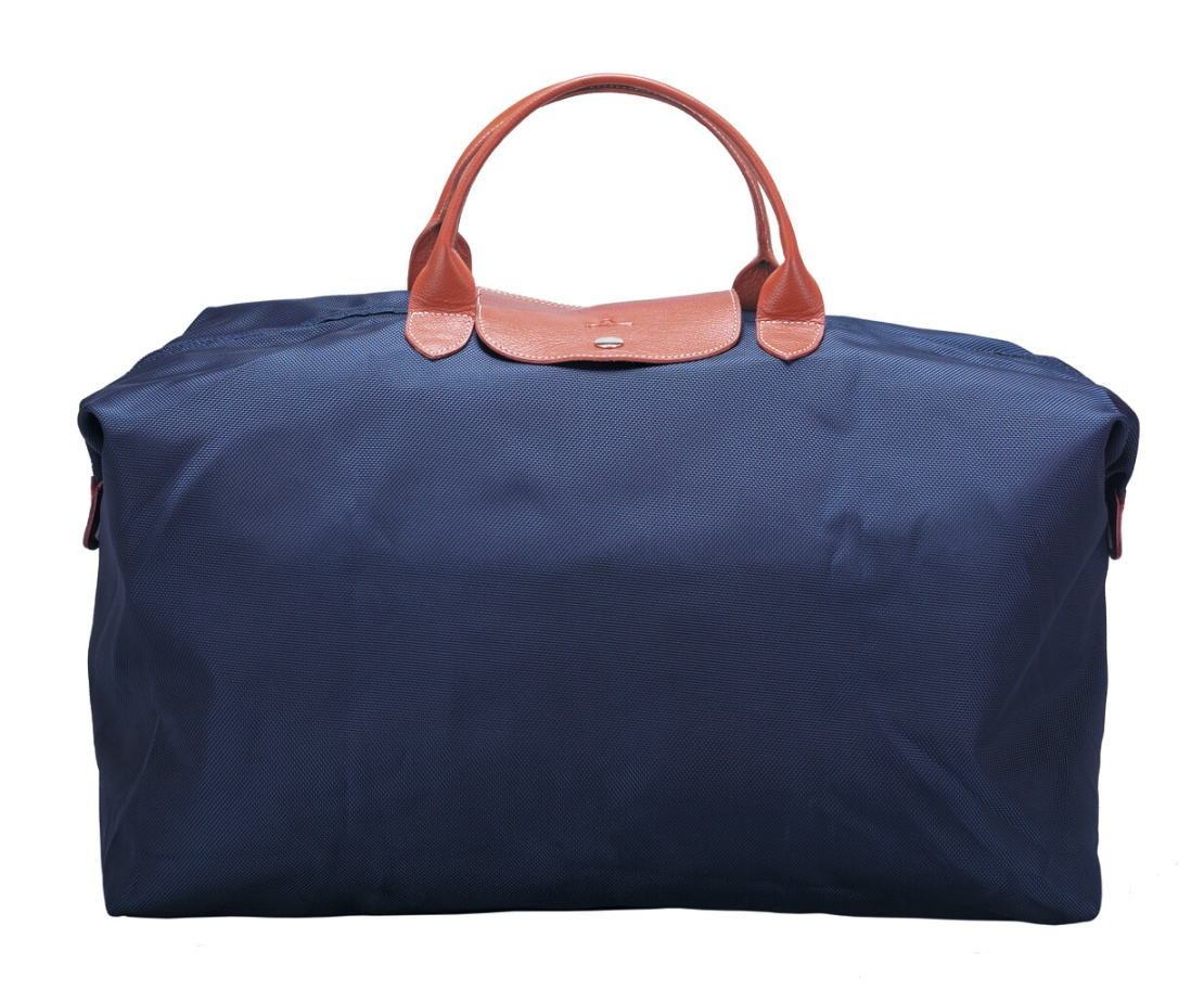 B352-Valentine-Folding Tote in Tetron Material with Genuine Leather trimmings - Blue