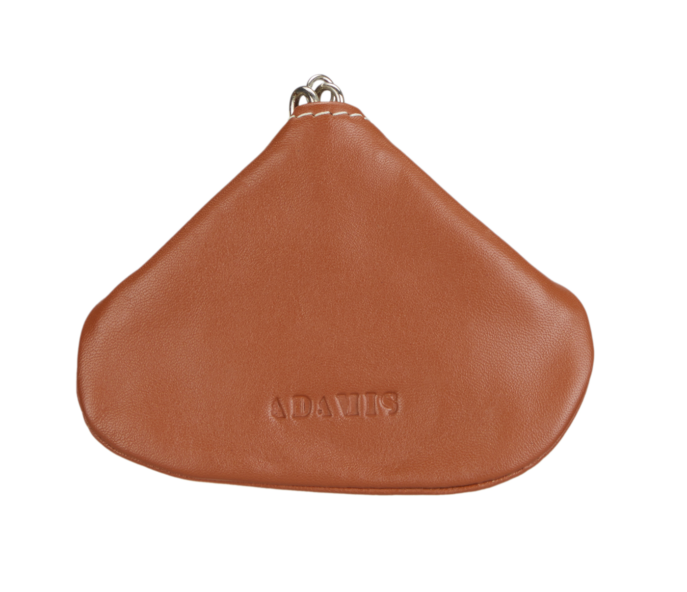 W100--Triangular shape mini coin purse in Genuine Leather - Tan