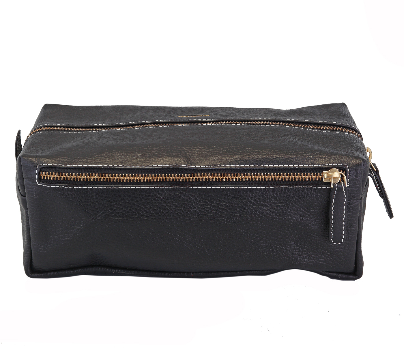 SC15--Unisex Wash And Toiletry Travel Pouch In Genuine Leather - Black