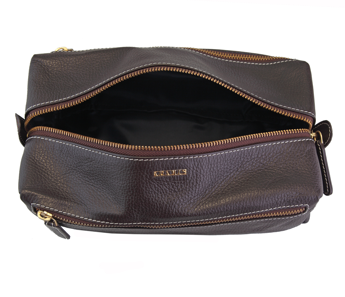 SC15--Unisex Wash And Toiletry Travel Pouch In Genuine Leather - Brown.
