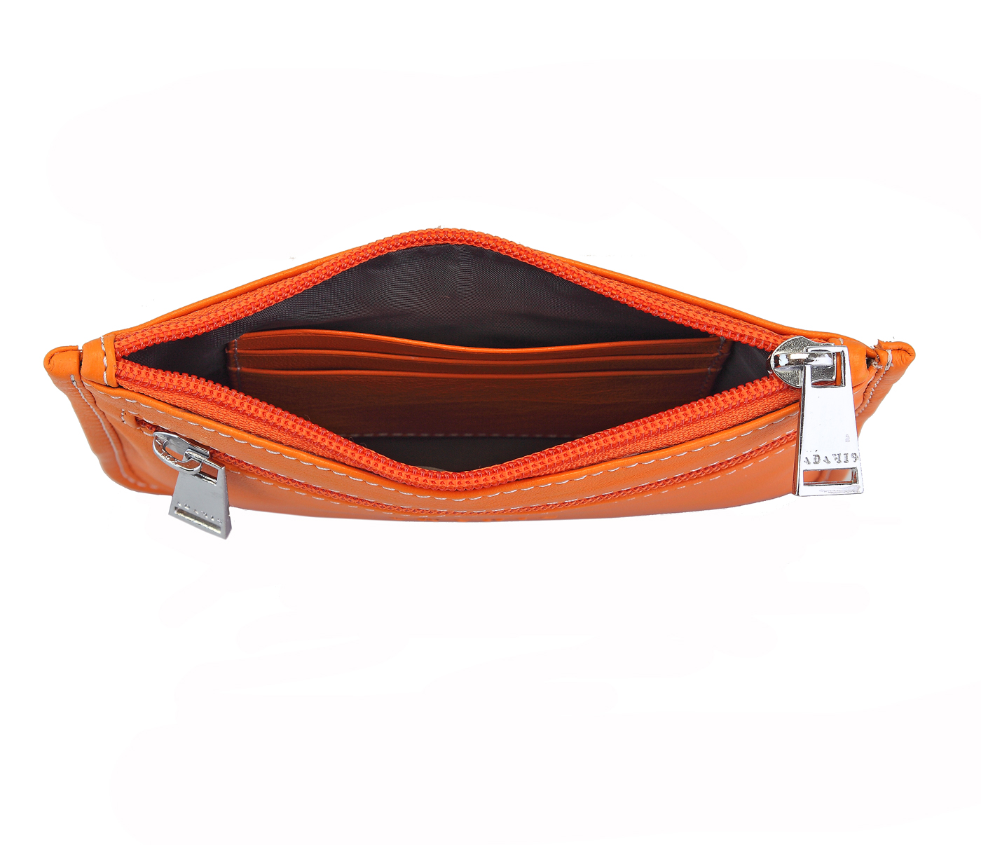 W228--Unisex Multi Purpose Pouch in Genuine Leather - Orange