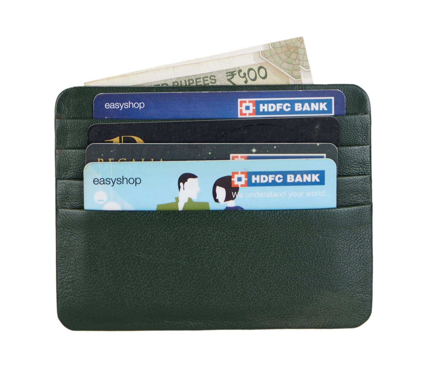VW7--Ultra Slim Credit Card Case in Genuine Leather - Green
