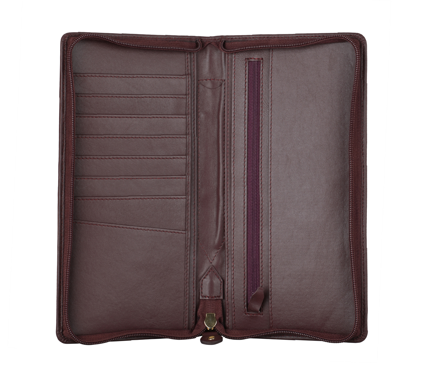 W13-Pablo-Travel Document Wallet In Genuine Leather - Wine