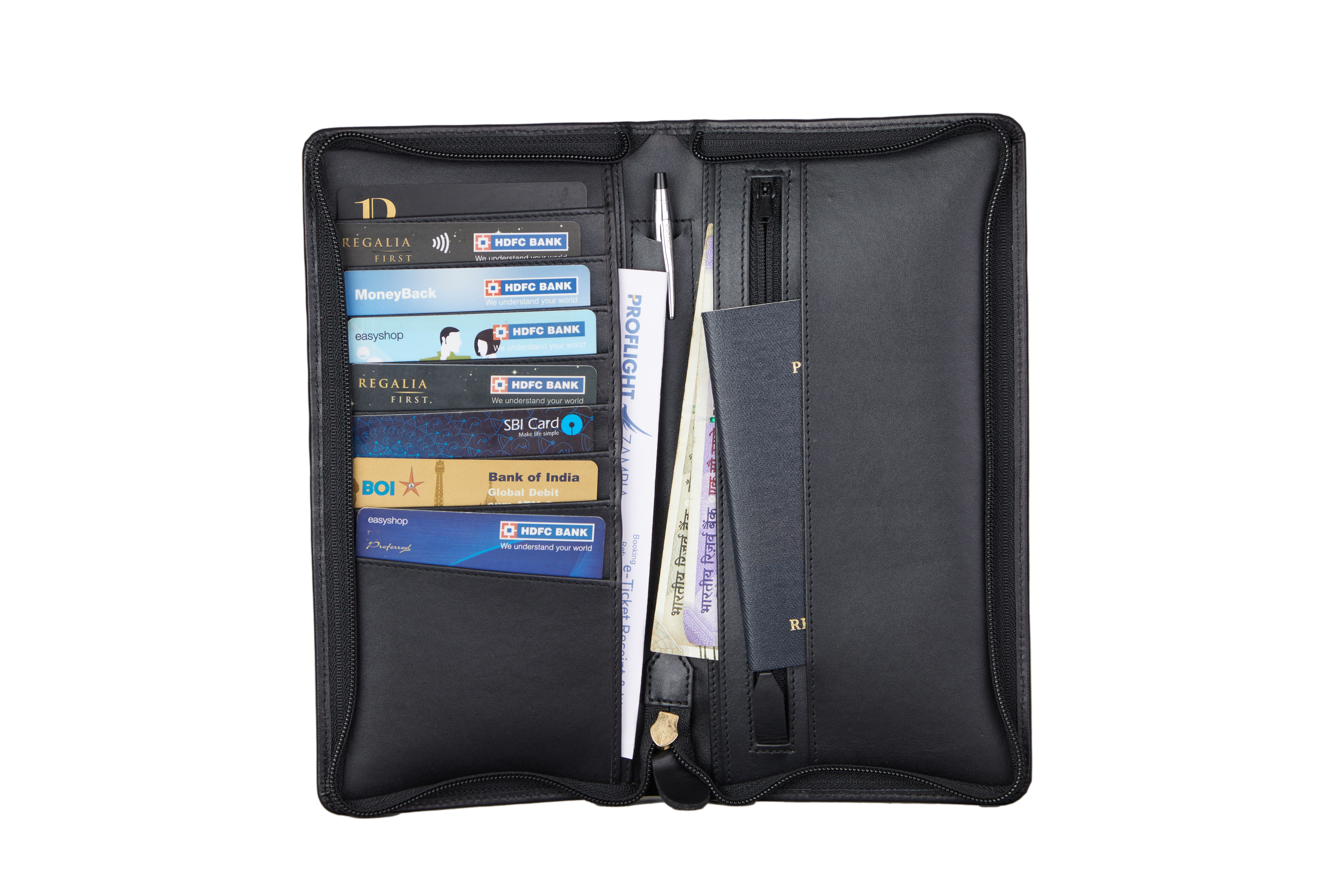 W13-Pablo-Travel document wallet in Genuine Leather - Black