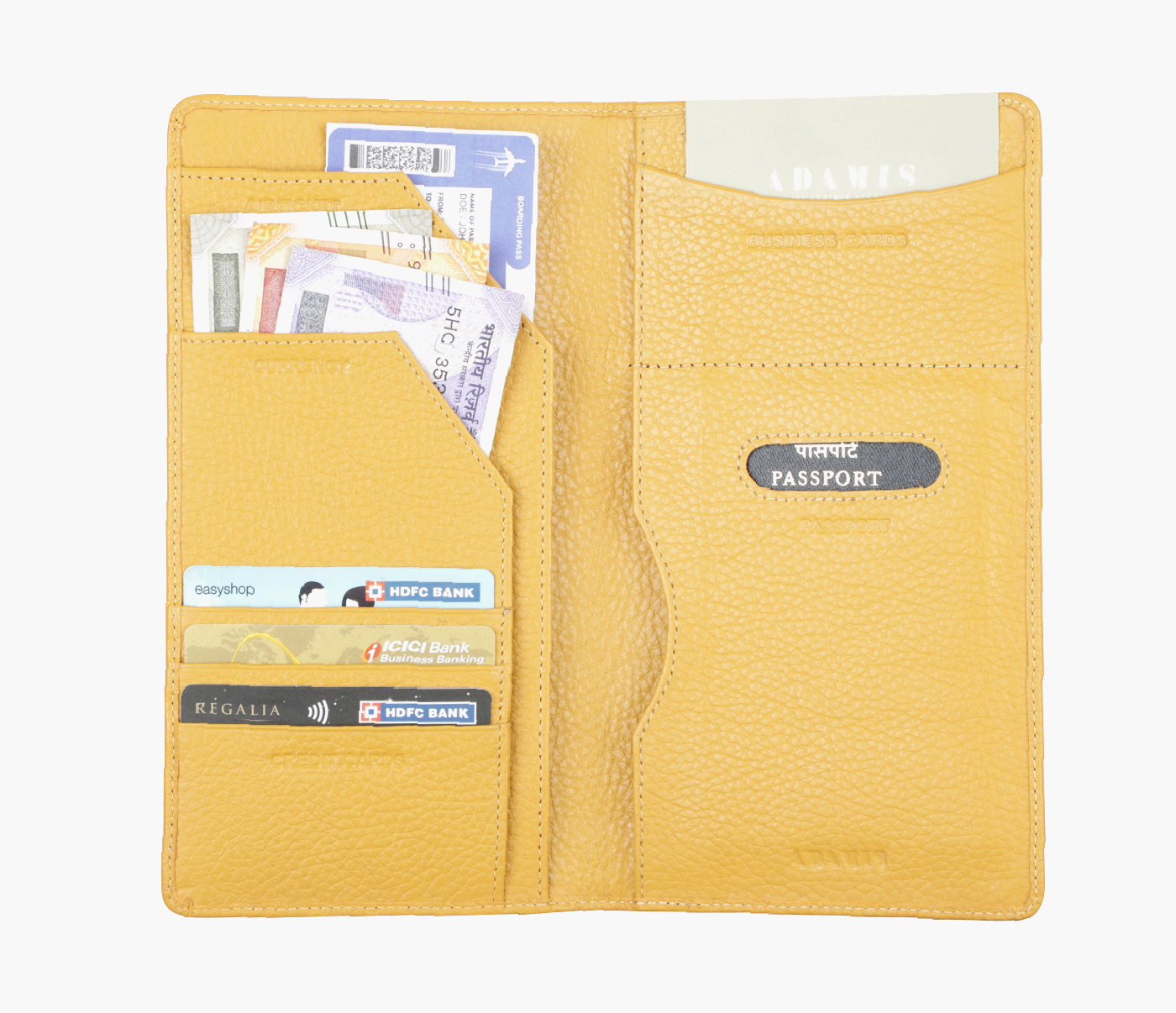 Wallet-Rafel-Travel Document Wallet In Genuine Leather - Beige