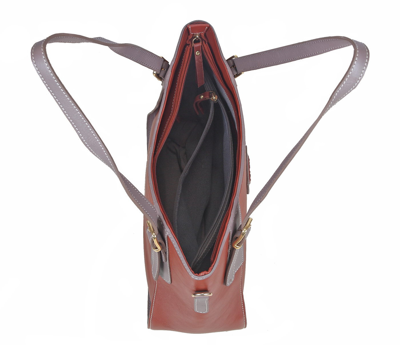 B696-Loida-Shoulder bag in Genuine Leather - Tan