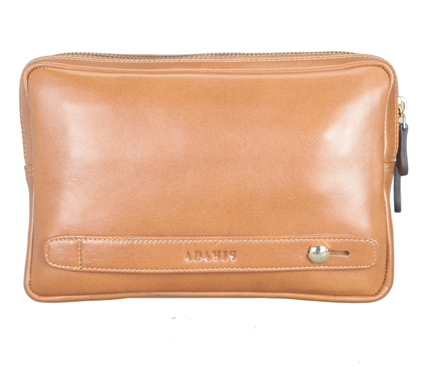 P32-Jesse-Men's bag cum travel pouch in Genuine Leather - Tan
