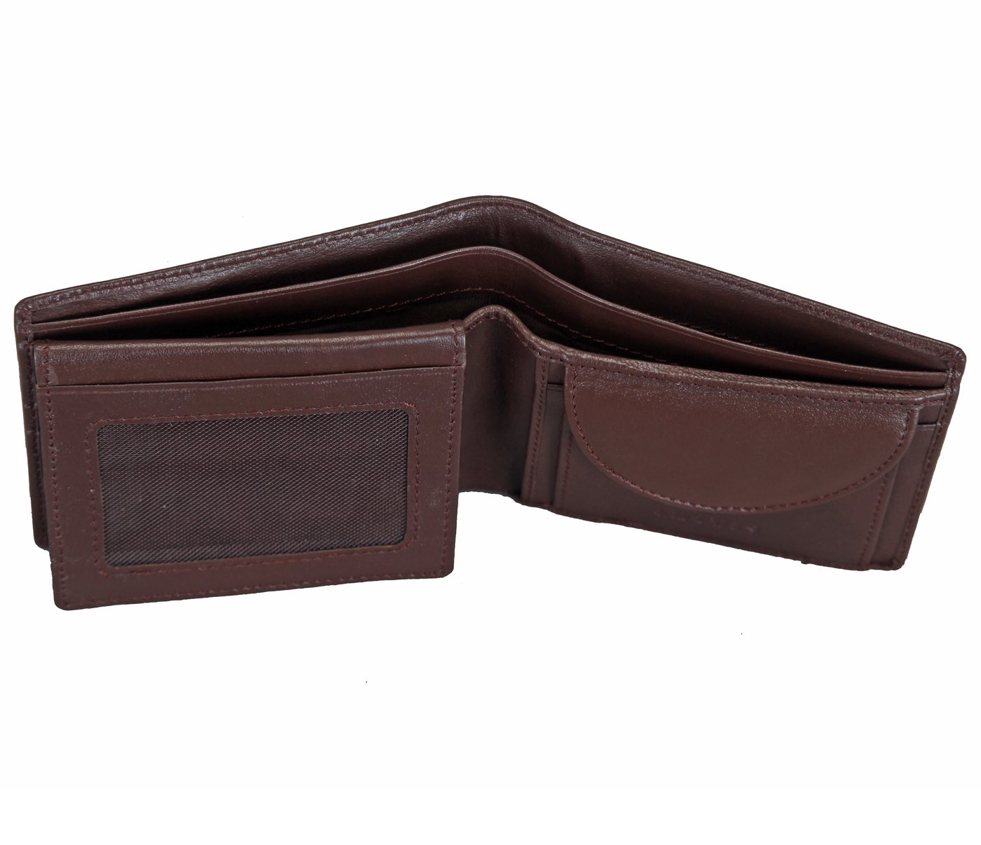 W256-Hudson-Men's bifold wallet with coin pocket in Genuine Leather - Brown.