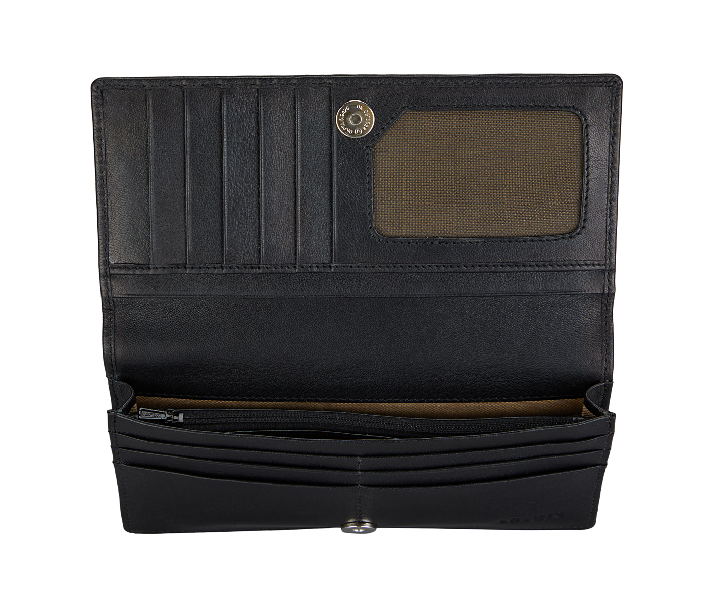 W6-Olive-Women's wallet cum clutch in Genuine Leather - Black