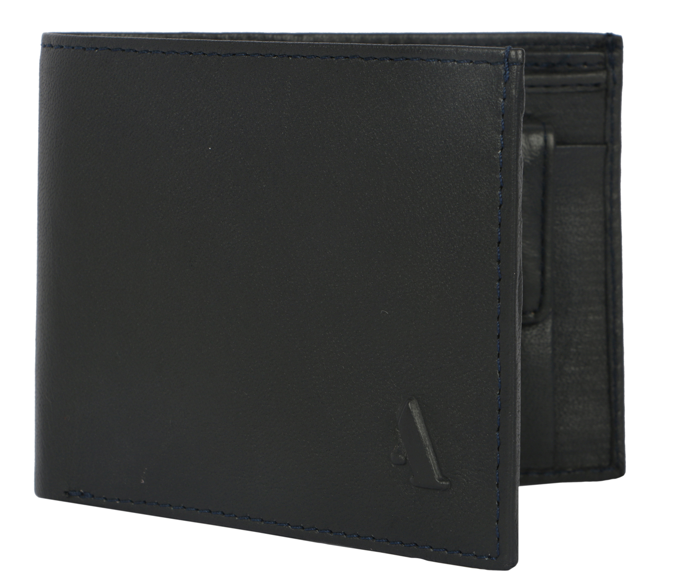 W40-Angelo-Men's bifold wallet with coin pocket in Genuine Leather - Blue