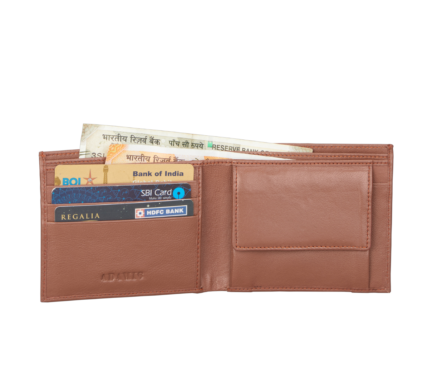 W40-Angelo-Men's bifold wallet with coin pocket in Genuine Leather - Tan