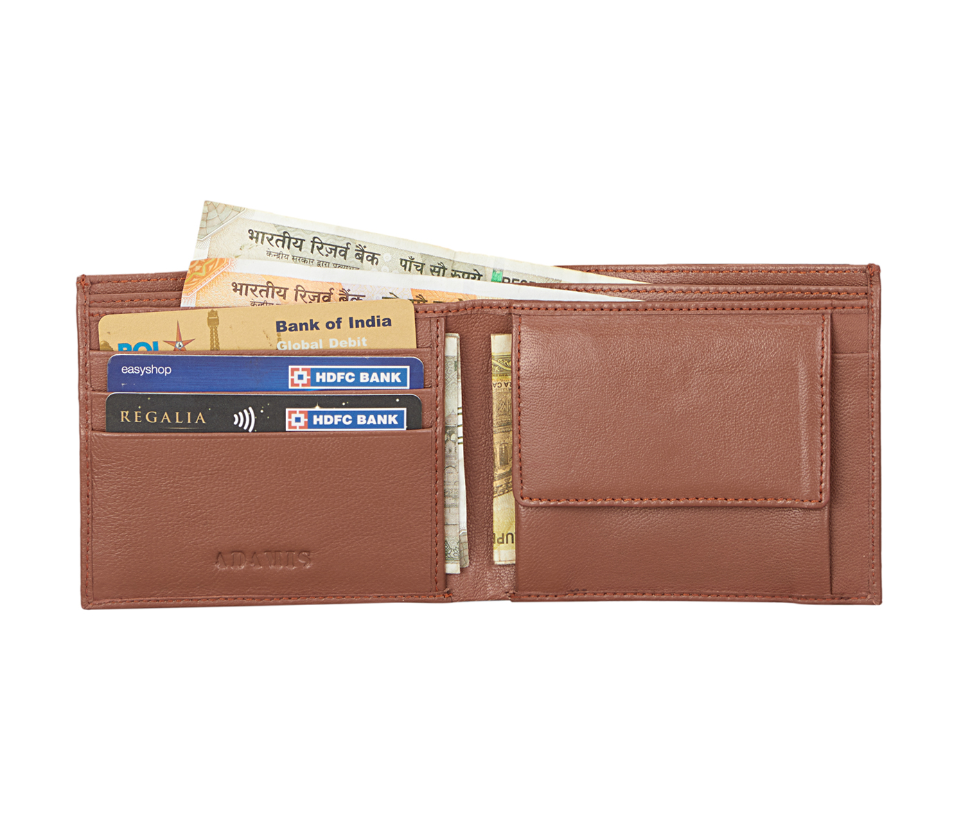 W40-Angelo-Men's bifold wallet with coin pocket in Genuine Leather - Tan