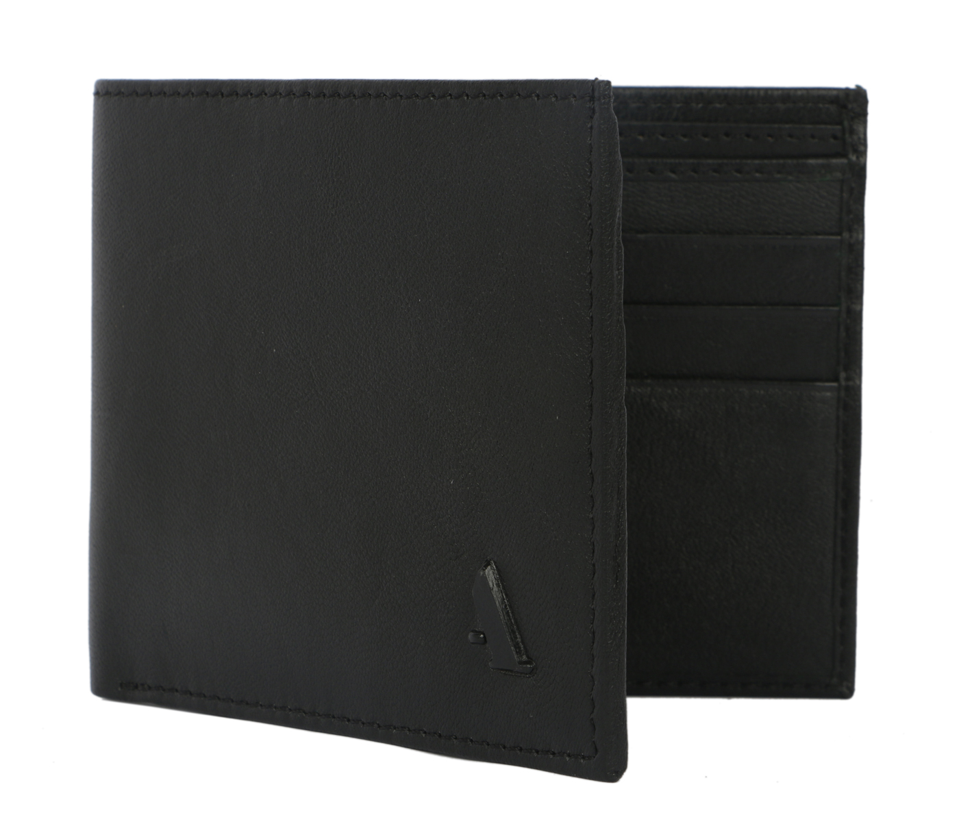 W41-Daniel-Men's bifold wallet with card pockets in Genuine Leather - Black