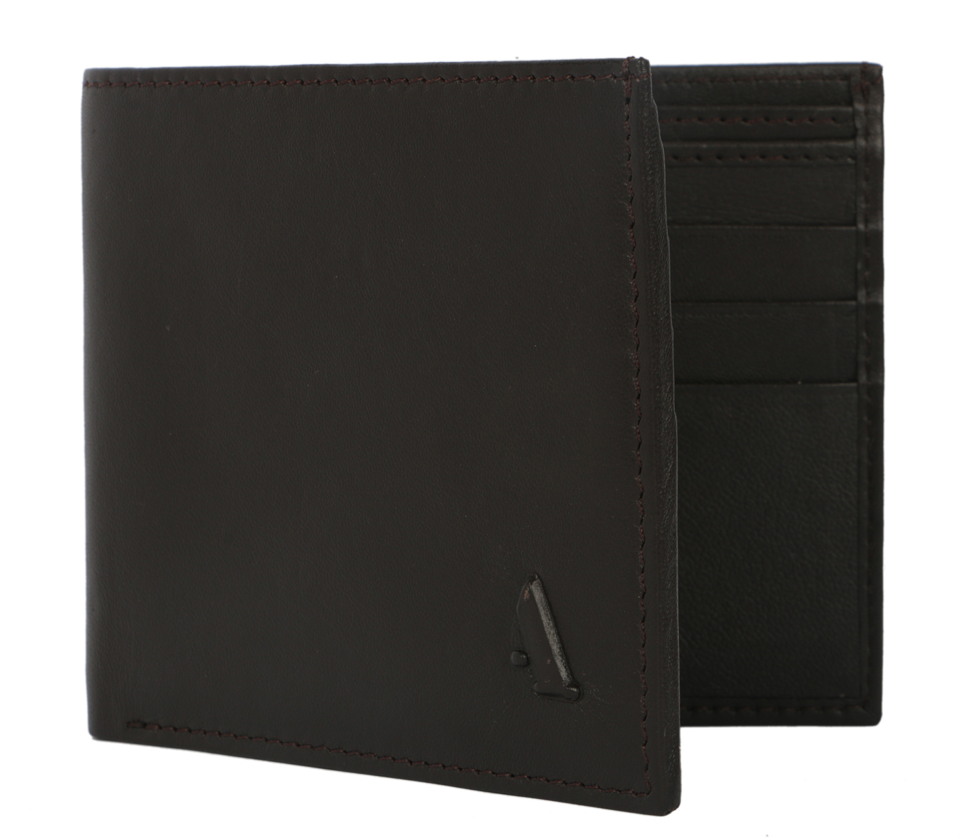 W41-Daniel-Men's bifold wallet with card pockets in Genuine Leather - Brown