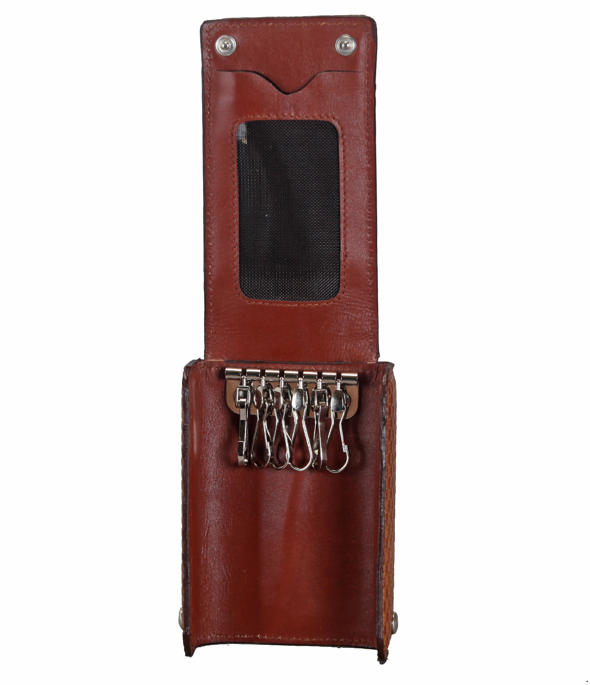 W260--Keyholder with space for electronic entry card in Genuine Leather - Tan