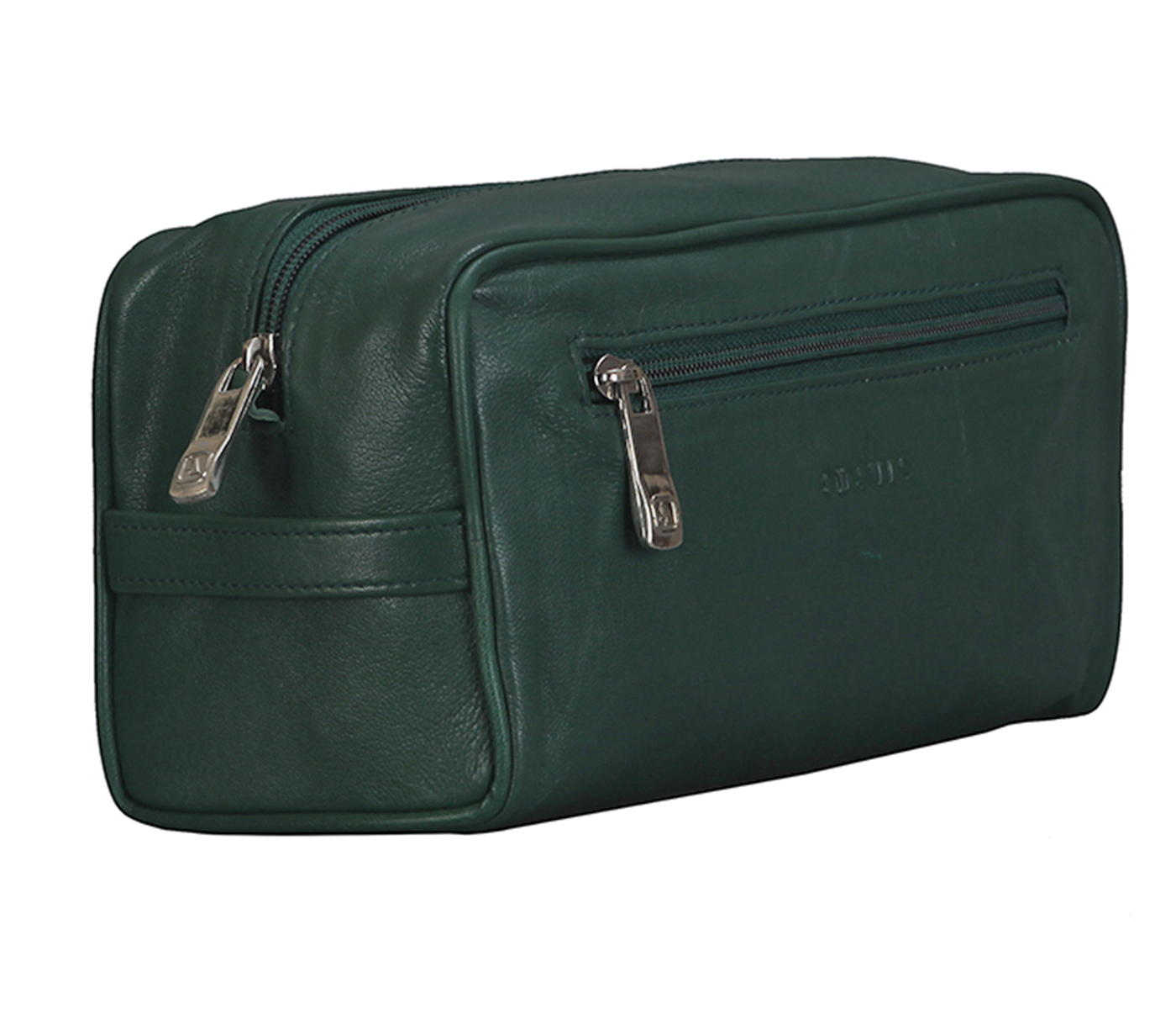 SC1--Unisex Wash And Toiletry Travel Pouch In Genuine Leather - Green