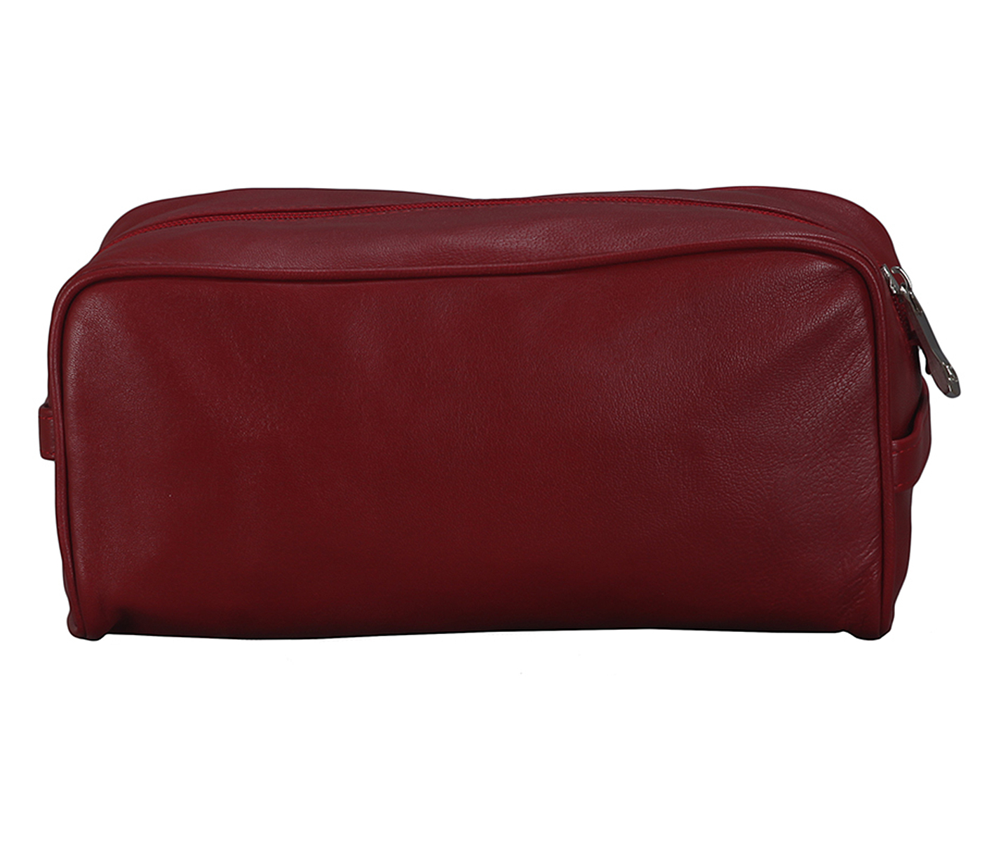 SC1--Unisex Wash And Toiletry Travel Pouch In Genuine Leather - Red