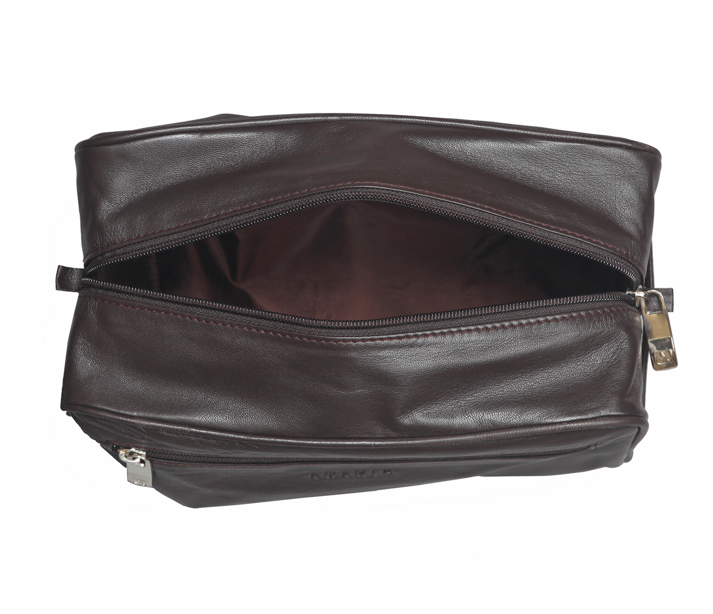 SC2--Unisex Wash And Toiletry Travel Pouch In Genuine Leather - Brown
