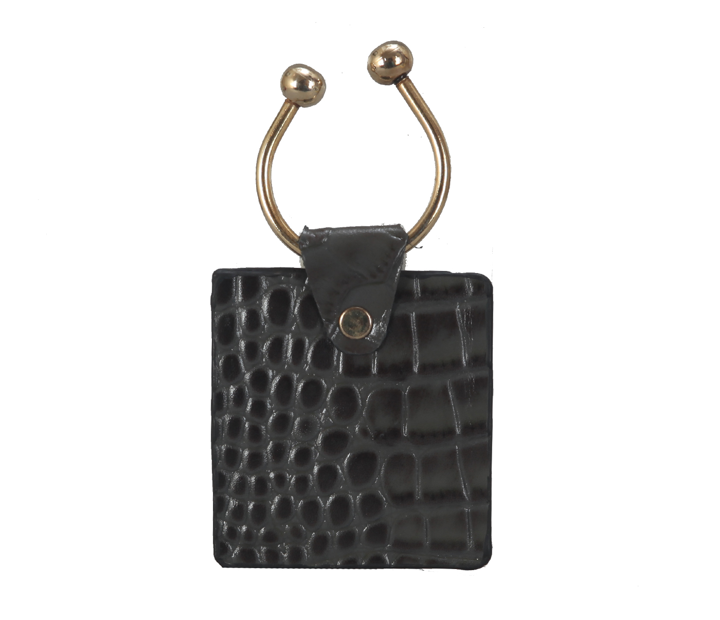 W269--Key holder with knob screw key fitting in Genuine Leather - Grey