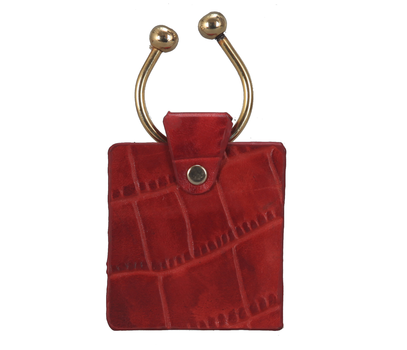 W269--Key holder with knob screw key fitting in Genuine Leather - Red