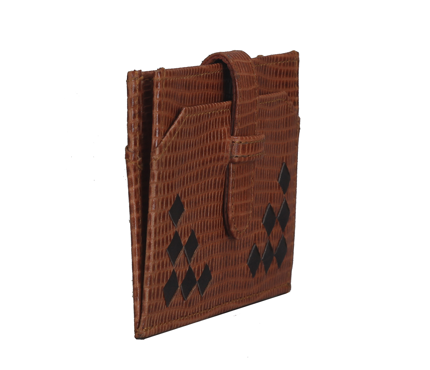 W272--Credit Card And Business Card Holder in Genuine leather - Tan/Brown