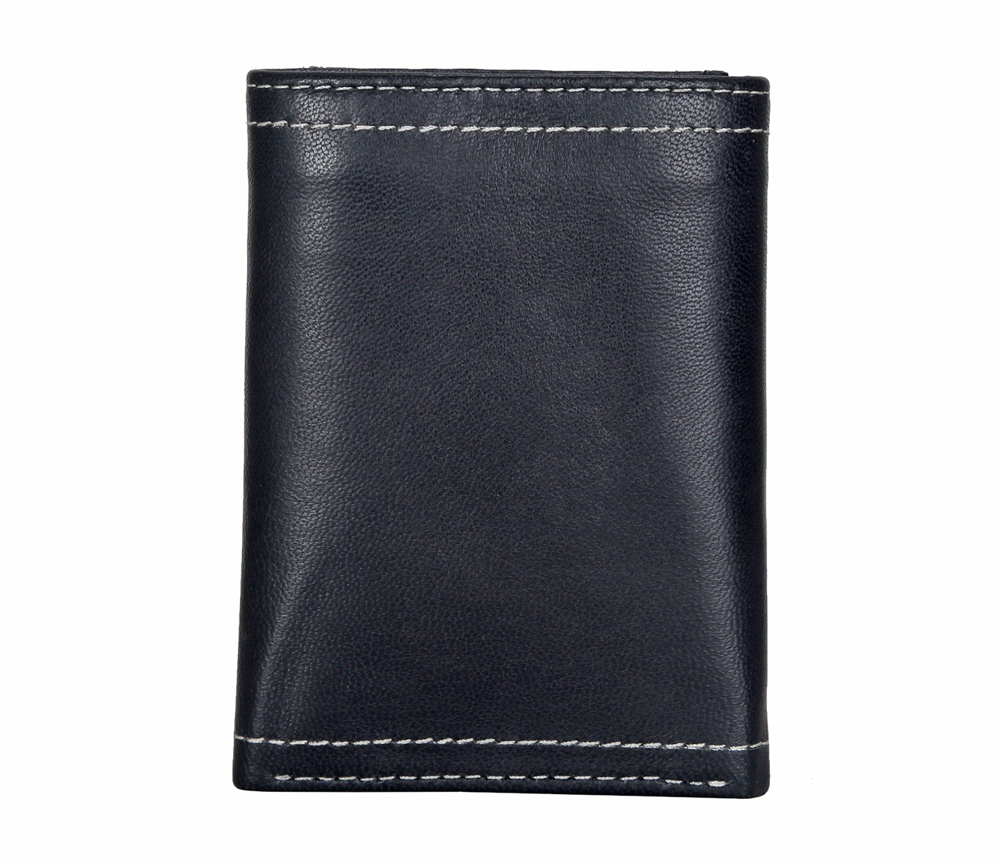 Wallet-Samuel-Mens's trifold wallet with photo id in Genuine Leather - Black