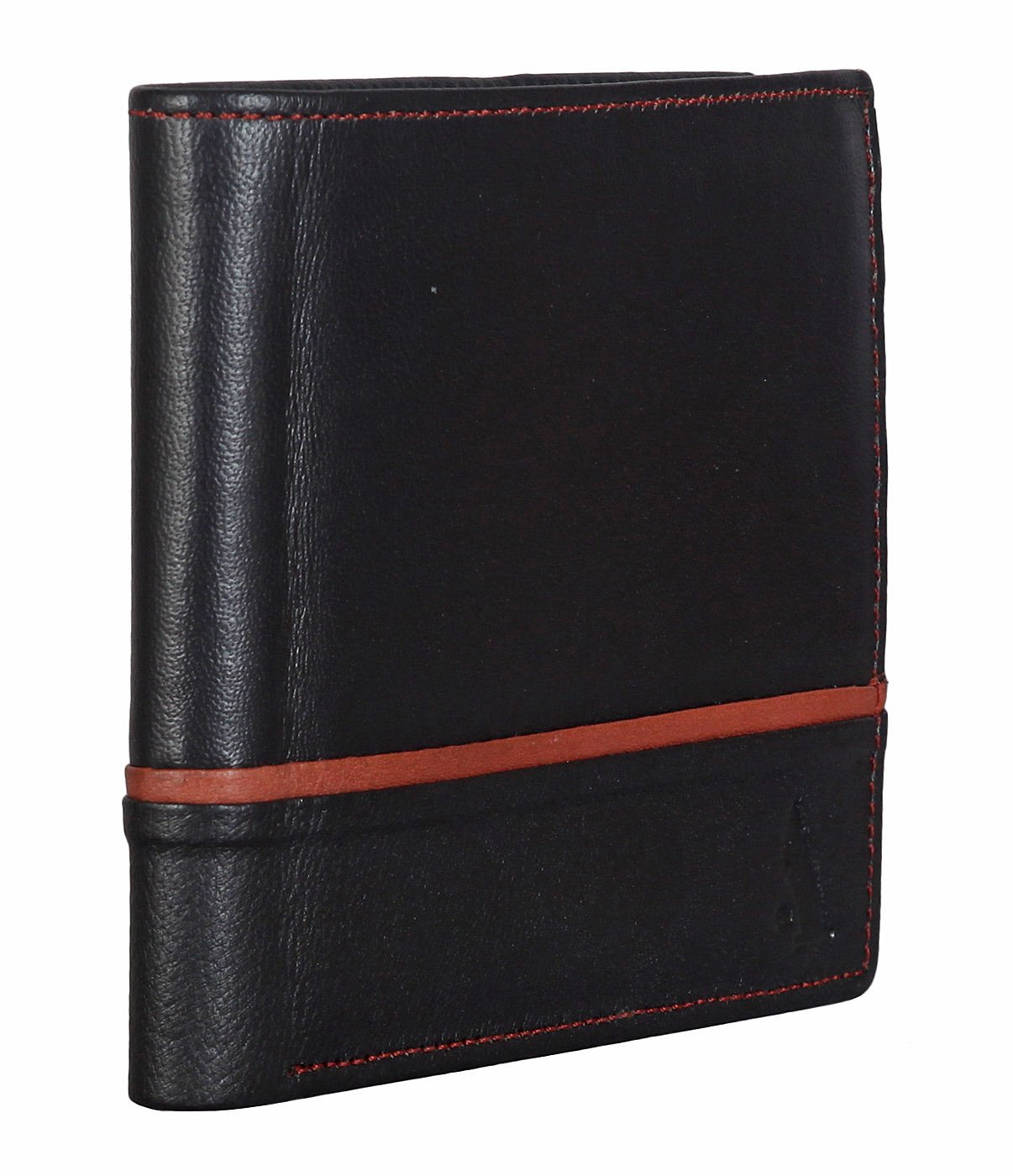 W300-Simone-Men's bifold wallet with coin pocket in Genuine Leather - Black