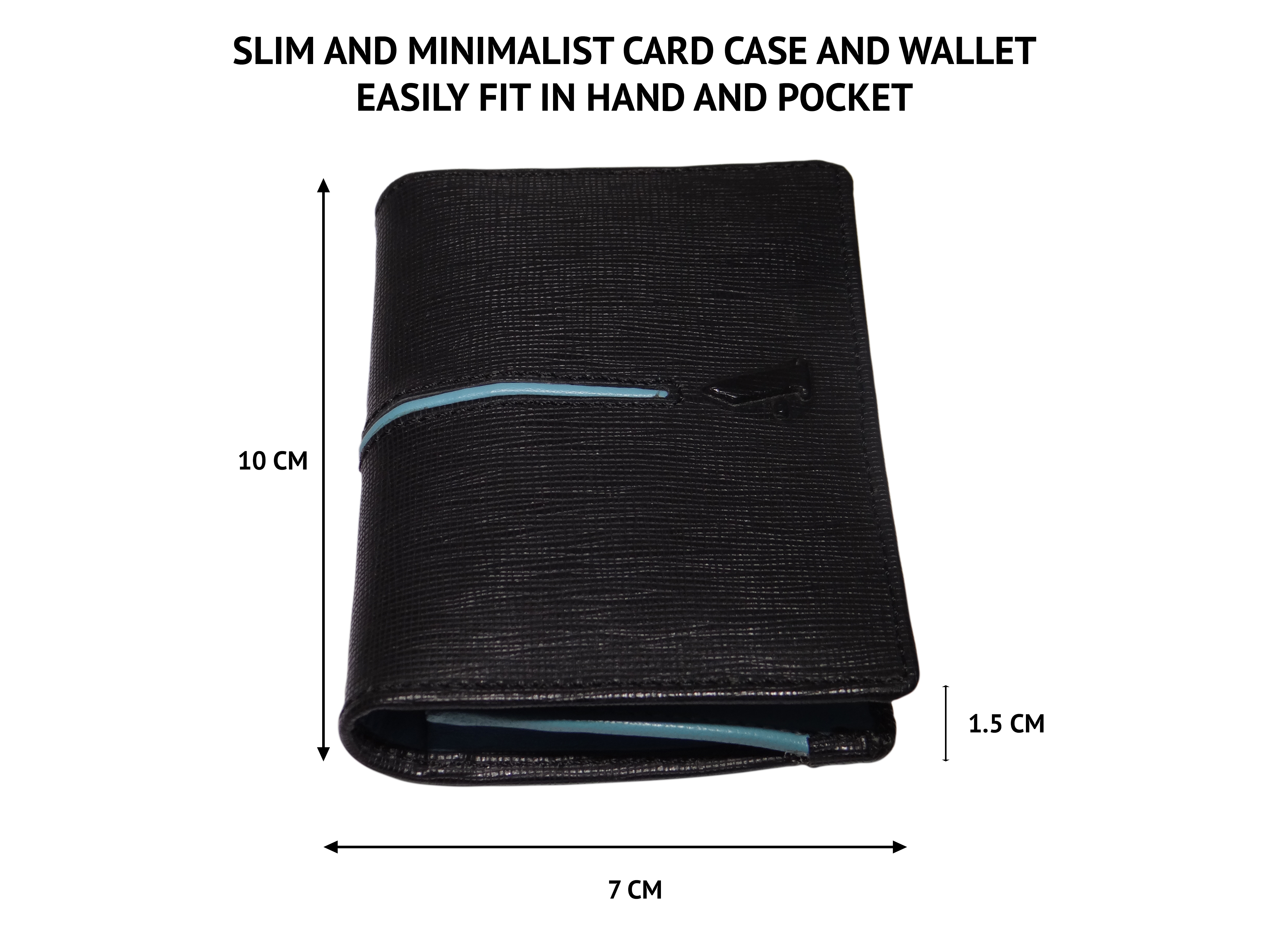 W302--Credit card cum business card case in Genuine Leather - Black