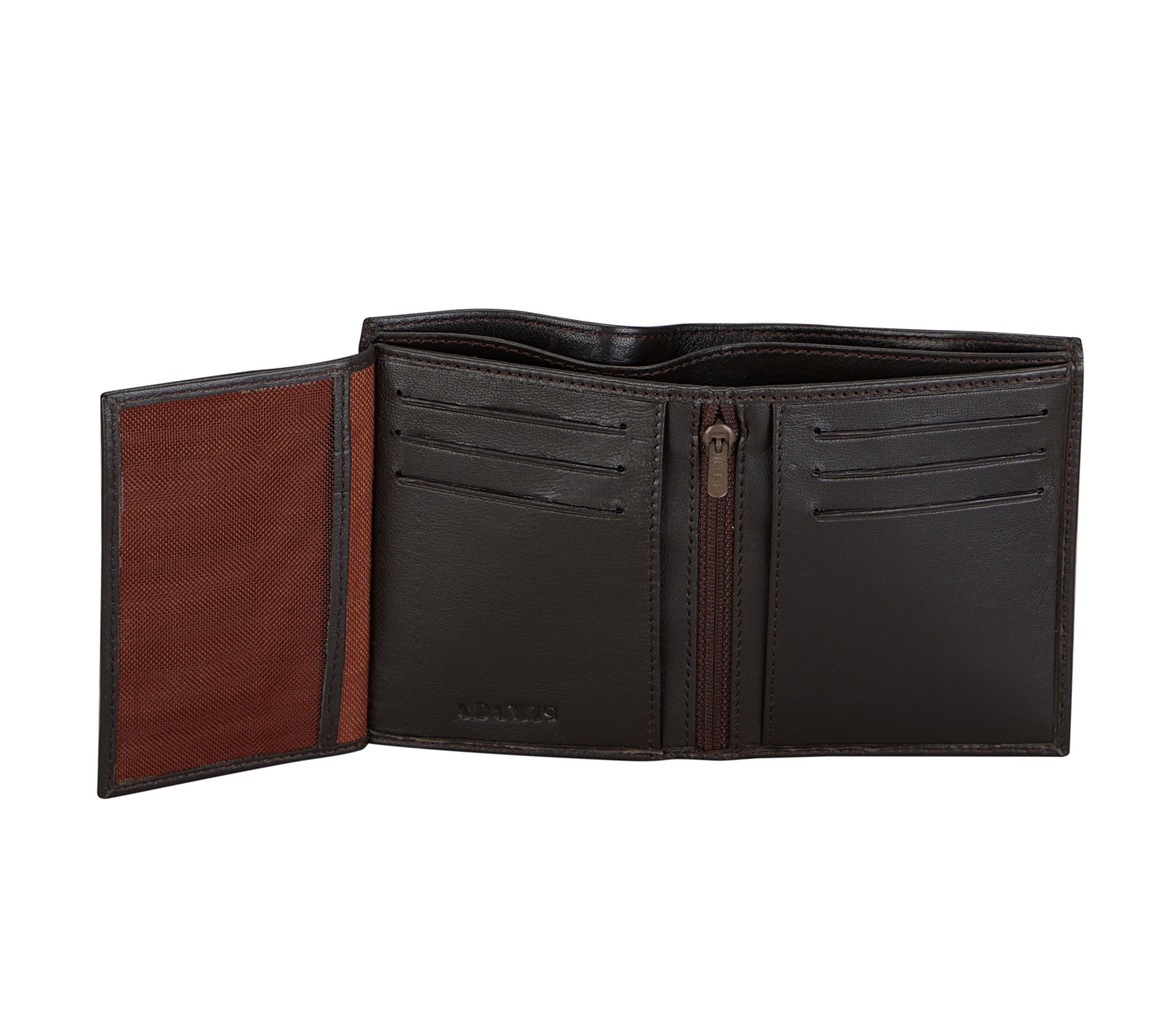 W7-Davide-Men's Bifold Wallet With Photo Id In Genuine Leather - Brown